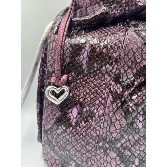 Brighton Nolita Python Embossed Leather Shoulder Bag Purple  NWT - Picture 3 of 7
